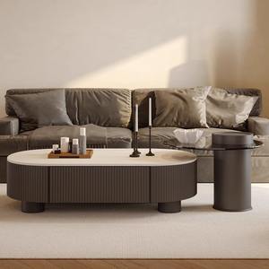 Oval Slab Coffee <b>Table</b> Laminate Top Modern Minimalist Living Room Furniture Storage Design <b>Small</b> Apartment Use - Product Image 5