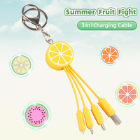 Nouveau design Câble chargeur Fruit Orange Forme Porte-clés Multi USB 3 en 1 Câble de charge
