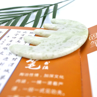 Peigne en jade Xiuyan naturel pur, outil de massage du cuir chevelu Guasha, logo personnalisé, faible MOQ, peigne Gua Sha en pierre de jade, vente chaude