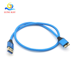 Lung Kay <b>Usb</b> 3.0 Am <b>To</b> Micro B Braided <b>Cable</b> Blue Copper Wire Fast Charging Data <b>Cable</b> For Hard Drive And Devices - Product Image 2