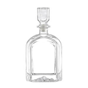 Bouteille de vodka et de <span class=keywords><strong>rhum</strong></span> en <span class=keywords><strong>verre</strong></span> cristallin épais et transparent de 1L, design simplifié, bouchon en liège, forme plate, couleur personnalisée - Product Image 3
