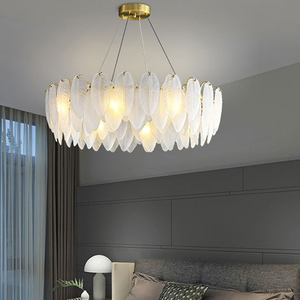 <span class=keywords><strong>Lustre</strong></span> en verre à plumes créatif de luxe léger à la française, adapté à la <span class=keywords><strong>chambre</strong></span> principale, à la salle à manger, au salon - Product Image 3