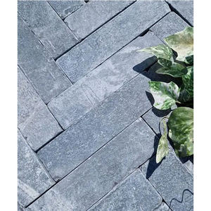 Dalles épaisses en pierre grise Blacklime de qualité supérieure, coupées à la main, motif aléatoire, résistantes à l'eau, durables, pour revêtement de sol traditionnel de villa - Product Image 1