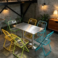 Meubles de salle à manger, tables et chaises pour restaurant, table en acier inoxydable vintage facile à nettoyer pour bar, résistante à la rouille