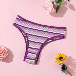 Nuove <span class=keywords><strong>Slip</strong></span> da Donna in Puro Cotone Colorato a Costine - Vita Media-Bassa, Contenitivo, Traspirante, con Doppio Strato in Vita, Stile <span class=keywords><strong>Brasiliano</strong></span> - Product Image 6