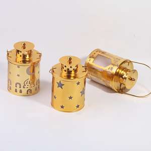 Lanterne de petite taille en forme de château du Moyen-Orient, décoration de festival des lanternes, lampe à vent dorée ajourée, Ramadan, alimentée par batterie, <span class=keywords><strong>bougie</strong></span> LED - Product Image 4