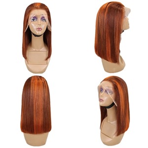 Color personalizado #350 Peluca de jengibre para mujeres negras Cabello humano virgen brasileño largo Encaje frontal Peluca hecha a mano sin pegamento en venta - Product Image 1