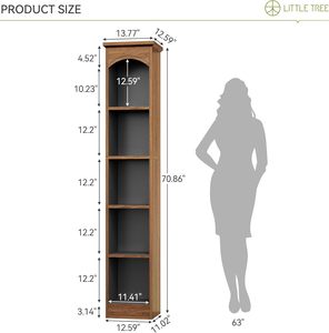 Tall 5-Tier Open Bookcase with Storage <strong>Cubes</strong>, Freestanding Narrow Shelving <strong>Unit</strong>, Brown Book <strong>Shelf</strong> for Home Office &amp; Living Space - Product Image 6
