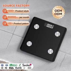 현대 스타일 스마트 무선 강화 유리 낮은 배터리 저울 LCD 디스플레이 백라이트 체중 체지방 스케일 - Product Image 1