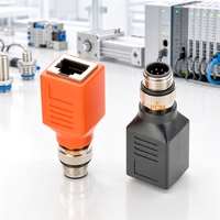 Adaptor M12 A Coding 8 Pin Male ke RJ45 Female untuk Sistem Kontrol Mesin PLC Otomatisasi Ethernet Industri Robotik