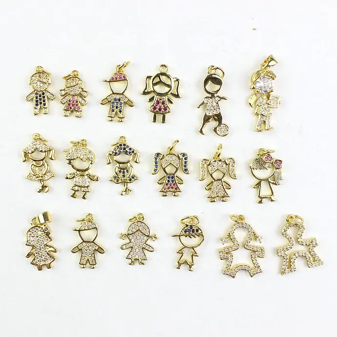 CH-LHP1189 Lovely CZ Boy Girl Pendant Gold Plated CZ Children Pendant Plated CZ Mother Day Pendants Mother Day Charms Wholesale