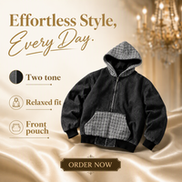 Blouson Bomber Boxy en Toile de Canard Personnalisé par l'Usine OEM, Veste de Travail avec Capuche et Fermeture Éclair, Blouson en Jean pour Hommes