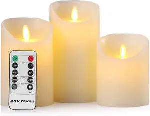 Holiday Living Time Flameless Table Wax Light Activated Led Candle With Timer