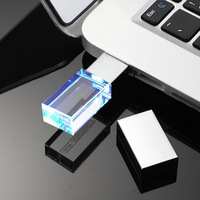 Clé USB en cristal Logo personnalisé Collier Pendentif Clé USB avec boîte pour cadeau de photographie 32 Go 64 Go Clé USB de mariage