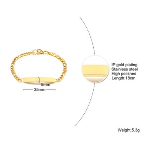 2021 Wholesale Custom Name Jewelry Gold bar Blank Stainless Steel <b>Engraved</b> Bracelet for Couples - Product Image 3