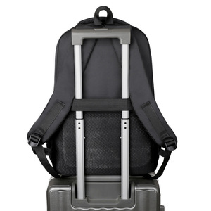 Laptop <b>Backpack</b> Large Capacity Business Travel Men's <b>Multi</b> Layer Shoulder Straps Solid Color Black - Product Image 4