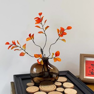 Branches d'érable artificielles, fleurs en soie rouge, décoration intérieure, style nordique, décoration de salon - Product Image 5