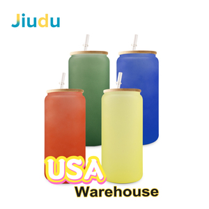 Kho Hàng Hoa Kỳ 16Oz Thủy Tinh Thăng Hoa Đổi Màu Lạnh Mờ Có Nắp Đậy Bằng Tre Để In Thăng Hoa - Product Image 5