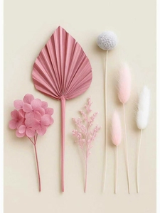 Decorazione per Torta con Fiori Secchi Rosa Boho, Pampas e Coda di Coniglio per Matrimoni Rustici, Baby Shower, Natale, Festa della Mamma - Product Image 6