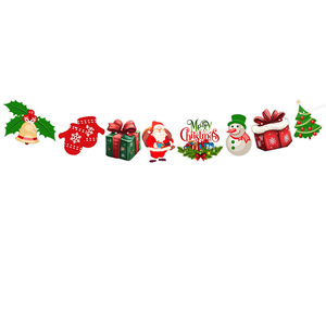 Merry Christmas Letter Banners <b>Paper</b> Garlands <b>Wall</b> Hanging Decorations For Holiday Party Traditional Style - Product Image 3