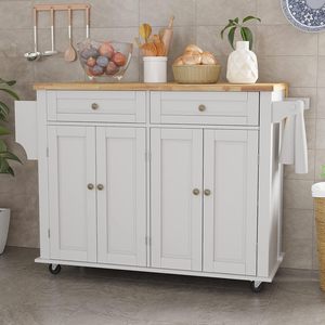 Rolling Kitchen Island With <strong>Drop</strong> <strong>Leaf</strong> Movable Kitchen Carts on Wheels Island With Storage Cabinet Island <strong>Table</strong> for Kitchen - Product Image 5
