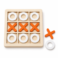 Plateau de jeu de Tic Tac Toe rectangulaire en bois sculpté artisanal, personnalisé avec logo, durable et de luxe