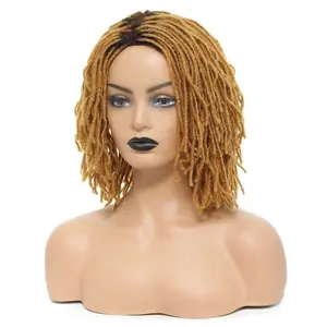 Short Bob Dread Lock Cosplay Wig Ombre Afro Kinky Curly Perucas Sintéticas Para Mulheres Negras Atacado Peruca De Fibra Resistente Ao Calor