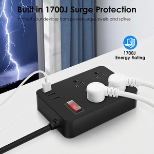US 1700J Industrial Waterproof Cube Power Strip 4 AC Wall Mount <strong>White</strong> Smart Plug 3 USB <strong>Ports</strong> Light Switch Home/Office Use - Product Image 5