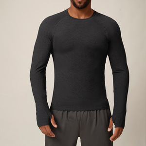 Camiseta de manga larga de secado rápido para deportes de otoño e invierno, ropa de Fitness para correr al aire libre para hombres, Top elástico de entrenamiento de tenis - Product Image 5
