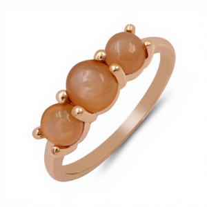 Gourik Three Stone Rose Gold Plated 925 Sterling Silver Peach Moonstone Prong Setting Wedding <b>Ring</b> Jewelry Gift for Women - Product Image 1