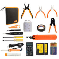 Juego de herramientas manuales de hardware de alicates 11 en 1 que incluye probador de cables Cat6 Cat5e RJ45 RJ11 RJ12 Kit de herramientas de red de crimpado