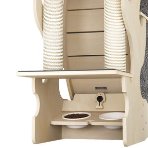 Struttura per Arrampicata per Gatti in Legno Moderna Personalizzata, Grande Tapis Roulant con Affilatore per Unghie Integrato, Ciotola Antiscivolo, Villa per Gatti - Product Image 4