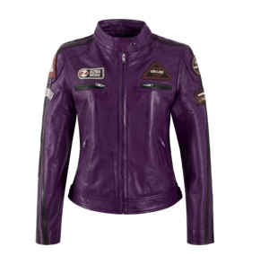 Chaqueta de Cuero para Mujer, 100% Genuina, Marca Sizma, Acabado en Cera Morada, Cierre YKK, Logotipo Personalizado, Etiqueta Privada, OEM/ODM, Estilo Vintage - Product Image 1