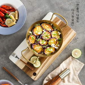 Double Stainless Steel Ramen Pot 16-22cm Golden Hammer Pattern Double-Handled Induction Compatible Soup Pot - Product Image 1