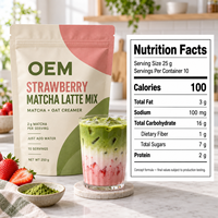 Mélange de Latte Matcha Fraise Marque Blanche OEM Formule Personnalisée de Crème d'Avoine pour Soutien Énergétique Poudre de Qualité Alimentaire Vente en Gros 250g