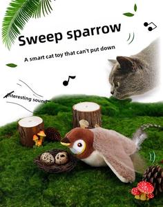 Şarj edilebilir sallayarak Sparrow akıllı oyuncak peluş simülasyon hayvan çığlık titreşim sensörü stres giderici kedi oyuncak - Product Image 3