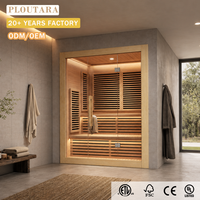 PLOUTARA Sauna intérieur traditionnel en cèdre, chauffage électrique en pierre, porte en verre trempé, panneau ventilé, pour villa, maison, hôtel, spa