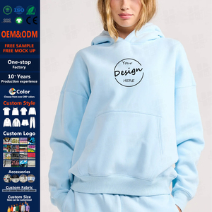 เสื้อฮู้ดผู้หญิงขายส่ง ผ้าฝ้าย 80% โพลีเอสเตอร์ 20% ผ้าฟลีซขัดเงา 400 GSM หนานุ่ม ทรงโอเวอร์ไซส์ จากผู้ผลิต - Product Image 1