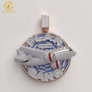 دلاية مويسانيتي ثلاثية الأبعاد ثلاثية الأبعاد ، دلاية هيب هوب مثلجة بالكامل ، أرض كبيرة ، Silver3in 4in سلسلة مباراة - Product Image 5