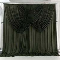 Rideau de scène de mariage de luxe anti-plis vert olive, draperies festonnées pour décoration de banquet, fête et photomaton