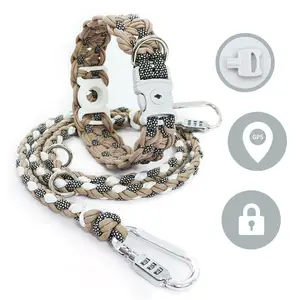 Chegam novas Designer Anti- lost roubo Paracord Trançado Tactical Sem Fio GPS tracker Lockable Dog Collar & Leash Set com Bloqueio