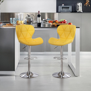 Sgabello da Bar Moderno in Pelle Sintetica Gialla Cinese <span class=keywords><strong>per</strong></span> Uso Domestico e Commerciale, <span class=keywords><strong>per</strong></span> Hotel e Ristoranti, Arredamento in Pelle Sintetica - Product Image 1