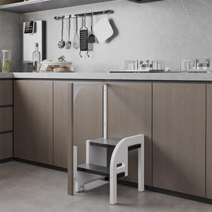 قوي من سبائك الألومنيوم بخطوتين سلم قابل للطي تخزين المطبخ موفر للمساحة يزيد من التضمين غير المرئي للأجهزة الوظيفية لـ - Product Image 6