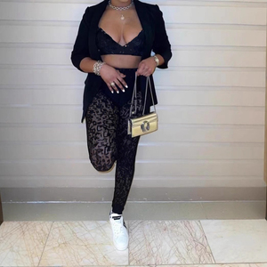 C0197 Fashion Sexy Hot Sales Mesh Printing Nightclub Style Pants 2 Piece <strong>Women</strong> <strong>s</strong> <strong>Sets</strong> - Product Image 5
