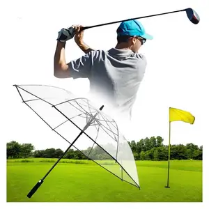 Hochwertiger gerader Griff Transparenter Werbe golfs chirm Transparenter PVC-Golfs chirm für Regen