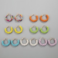 Pendientes de Aro Bohemios Personalizados con Cuentas de Colores, Estilo Europeo Americano, Joyería Artesanal para Mujer, Venta al Por Mayor