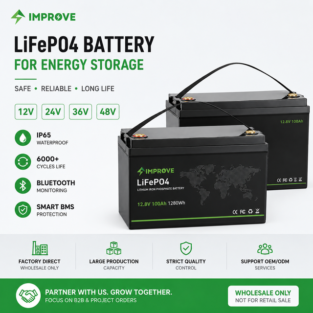 Wholesale LiFePO4 Battery 12V 24V 36V 48V 60Ah 80Ah 100Ah 120Ah 150Ah 200Ah IP65 Bluetooth BMS Factory Supply