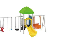 Équipement de jeu d'extérieur pour enfants : toboggan et balançoire double, structure en acier avec siège en plastique