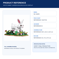 Ensemble de blocs de construction personnalisés Lapin Blanc, modèle de jardin avec fleurs, jouet de construction DIY en ABS pour enfants de 8 ans et plus