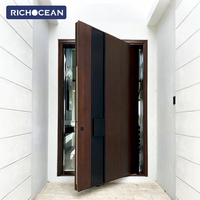 Puerta de Entrada Principal de Madera Impermeable Personalizada de Fábrica RICHOCEAN, Puertas de Seguridad Antirrobo para Exteriores para Viviendas